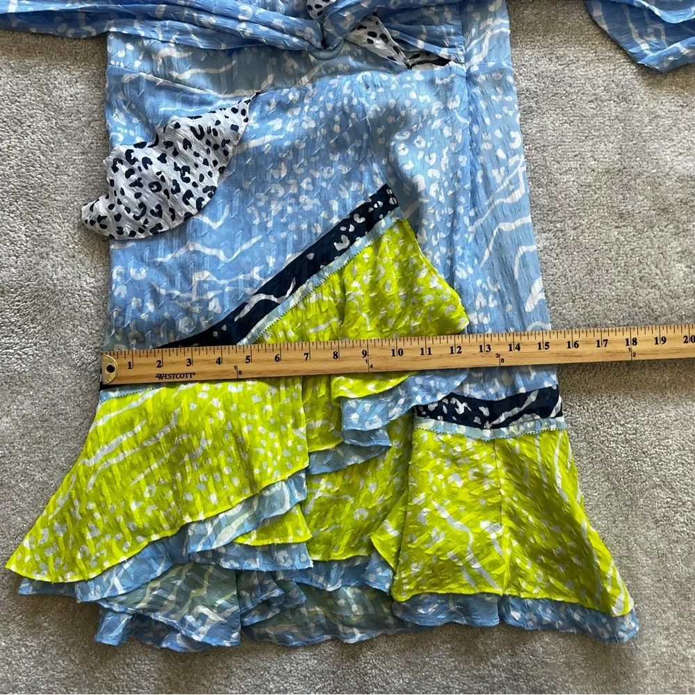 TANYA TAYLOR Bianka Ruffled Mix Print Dress Size 6 Feminine Flirty Date Party - Picture 10 of 12